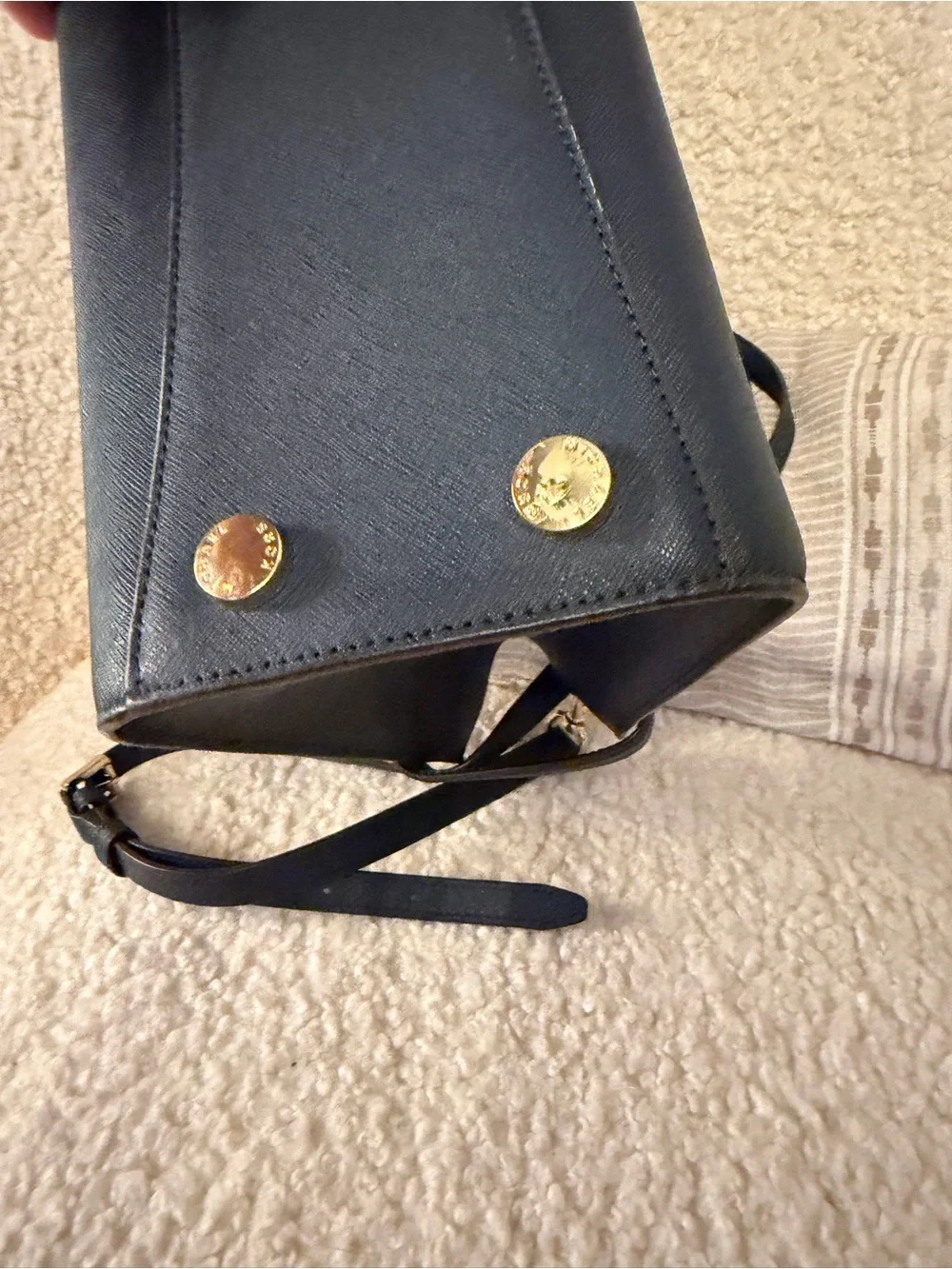 Michael Kors Navy Saffiano Leather Karla Satchel & Jet Set Travel Wallet Set ✨